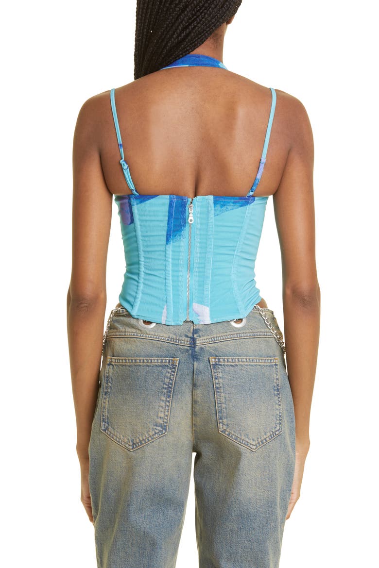 Talia Abstract Print Bustier Top, Alternate, color, BLUE LOTUS