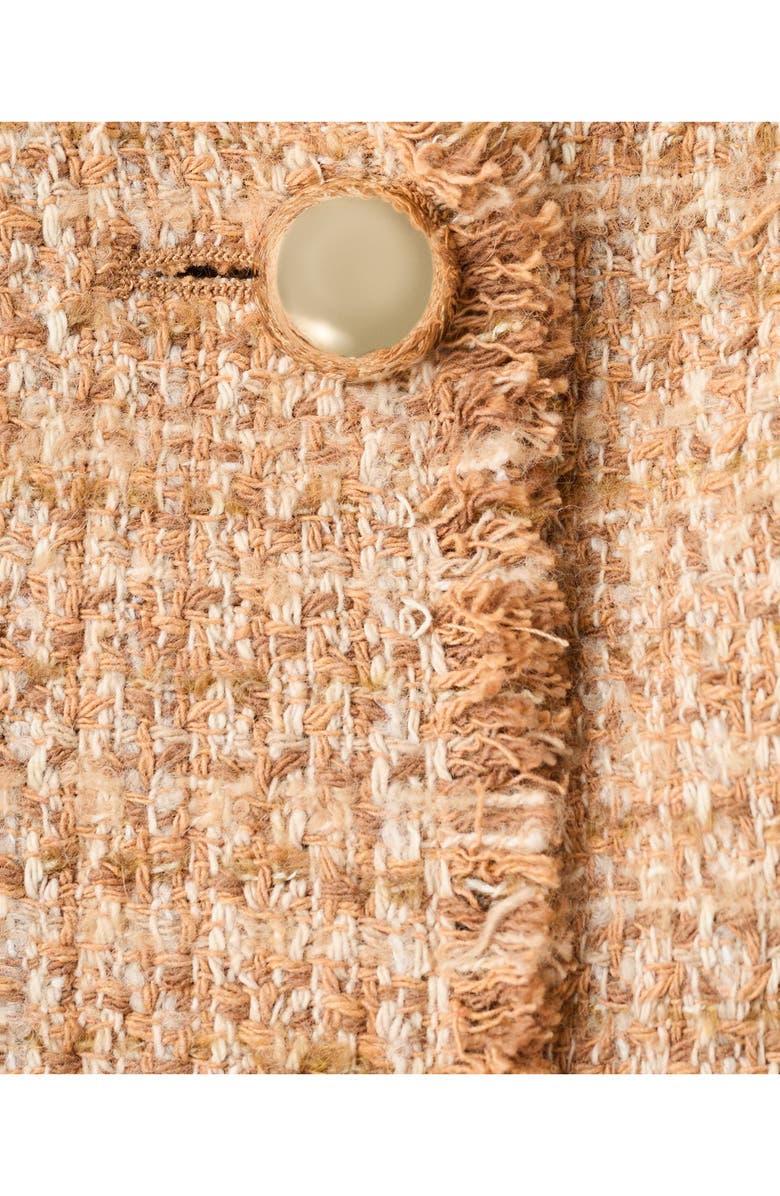 MANGO Fray Trim Tweed Crop Jacket, Alternate, color, Medium Brown