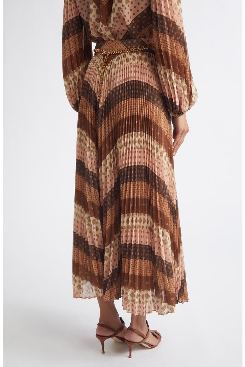 Sunray Chevron Print Pleated Skirt, Alternate, color, CHEVRON CHOCOLATE