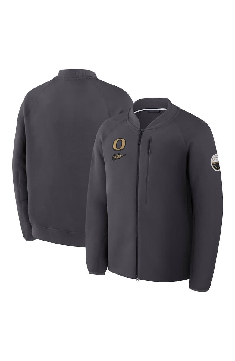 Nike Men's Nike Anthracite Oregon Ducks Shoe Duck Tech Fleece Full-Zip Jacket, Alternate, color, Anthracite