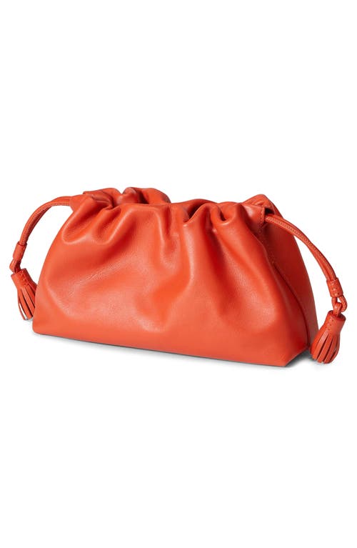 Shop Veronica Beard Small Stash Leather Drawstring Clutch In Persimmon