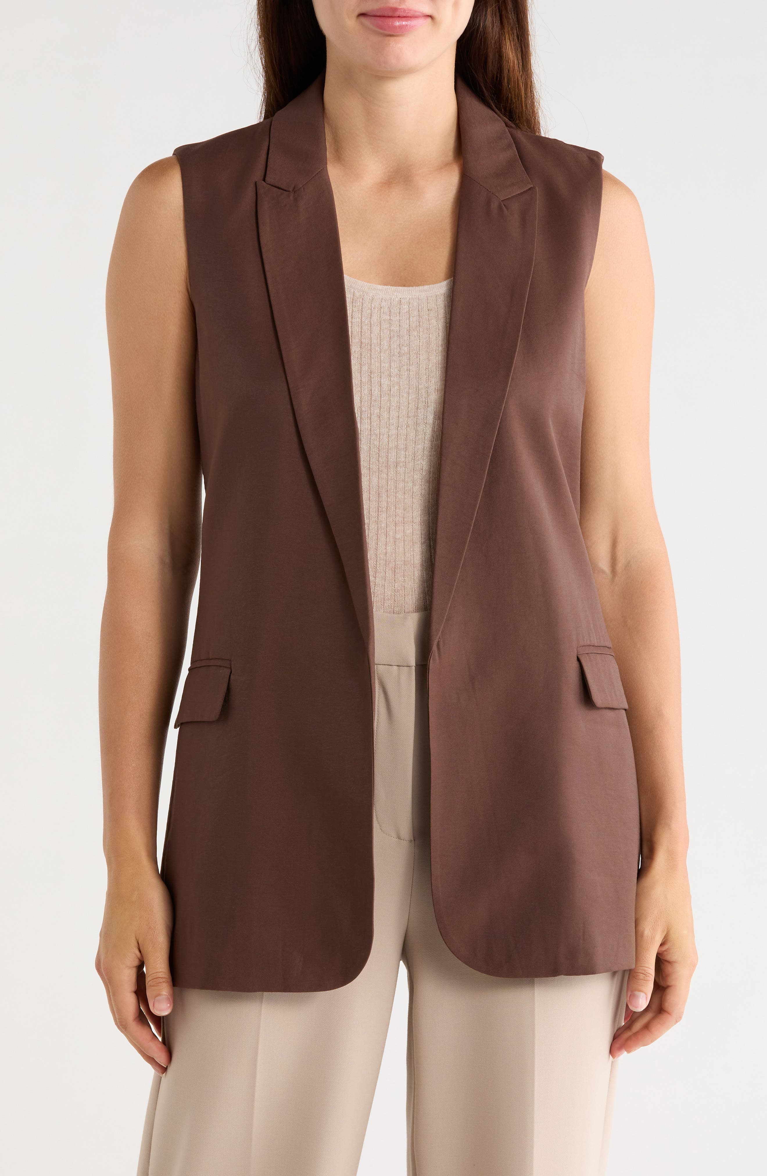 Textured Peak Lapel Vest