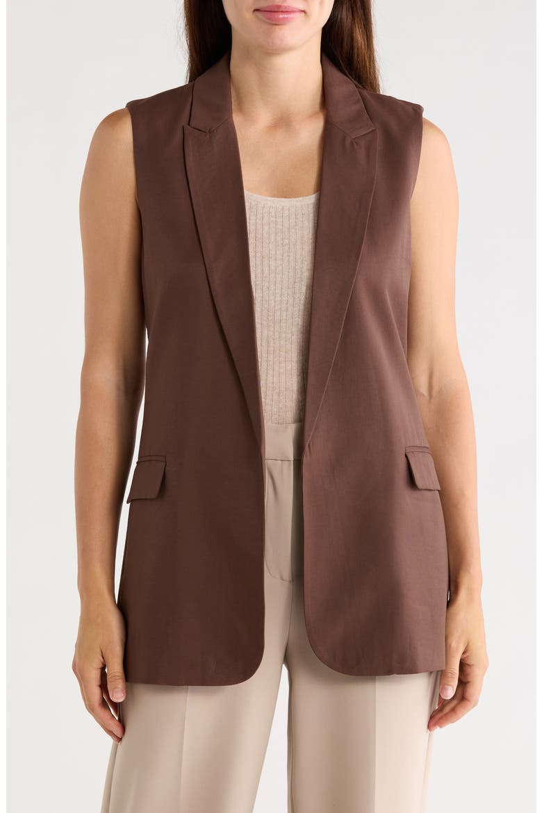 Textured Peak Lapel Vest, Main, color, COCOA BEAN