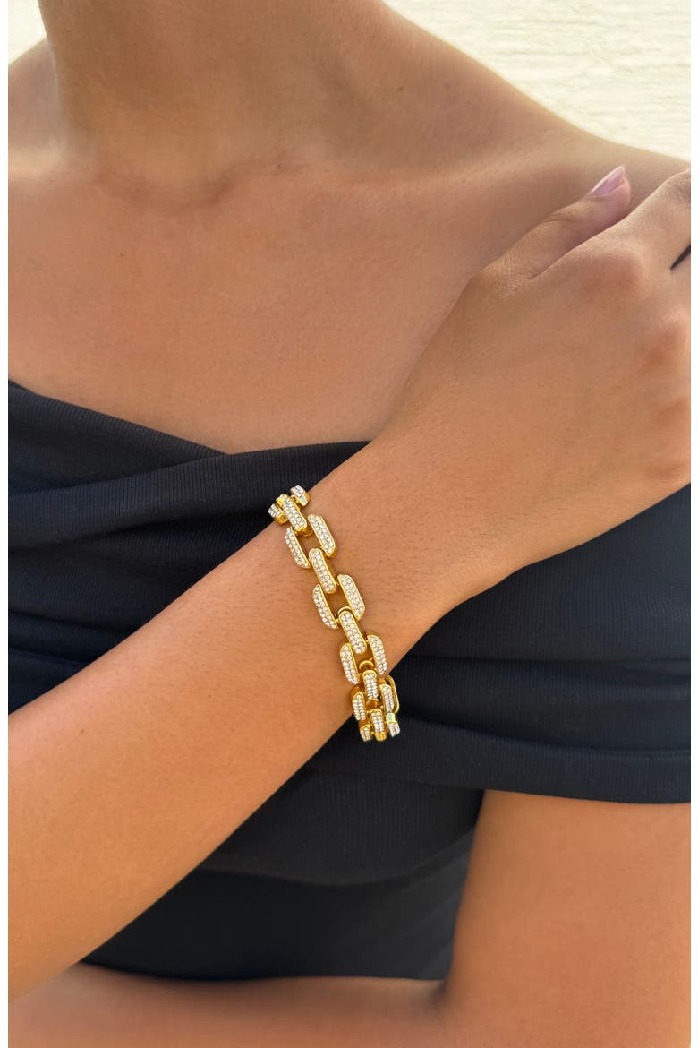 Pavé Crystal Chain Bracelet, Alternate, color, GOLD
