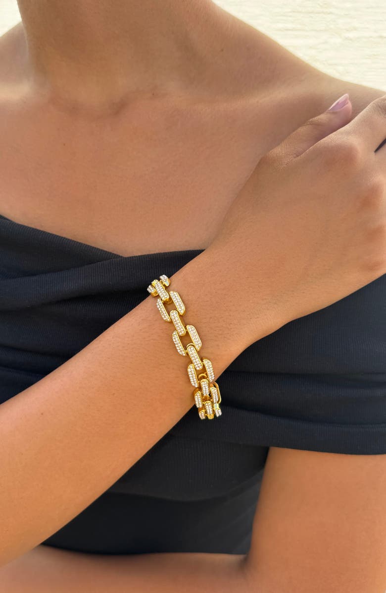 Adornia Pavé Crystal Chain Bracelet, Alternate, color, Gold