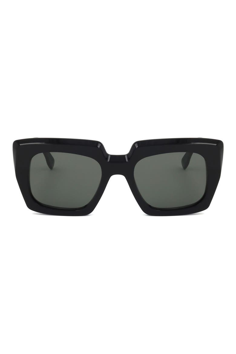 52mm Square Sunglasses, Main, color, BLACK