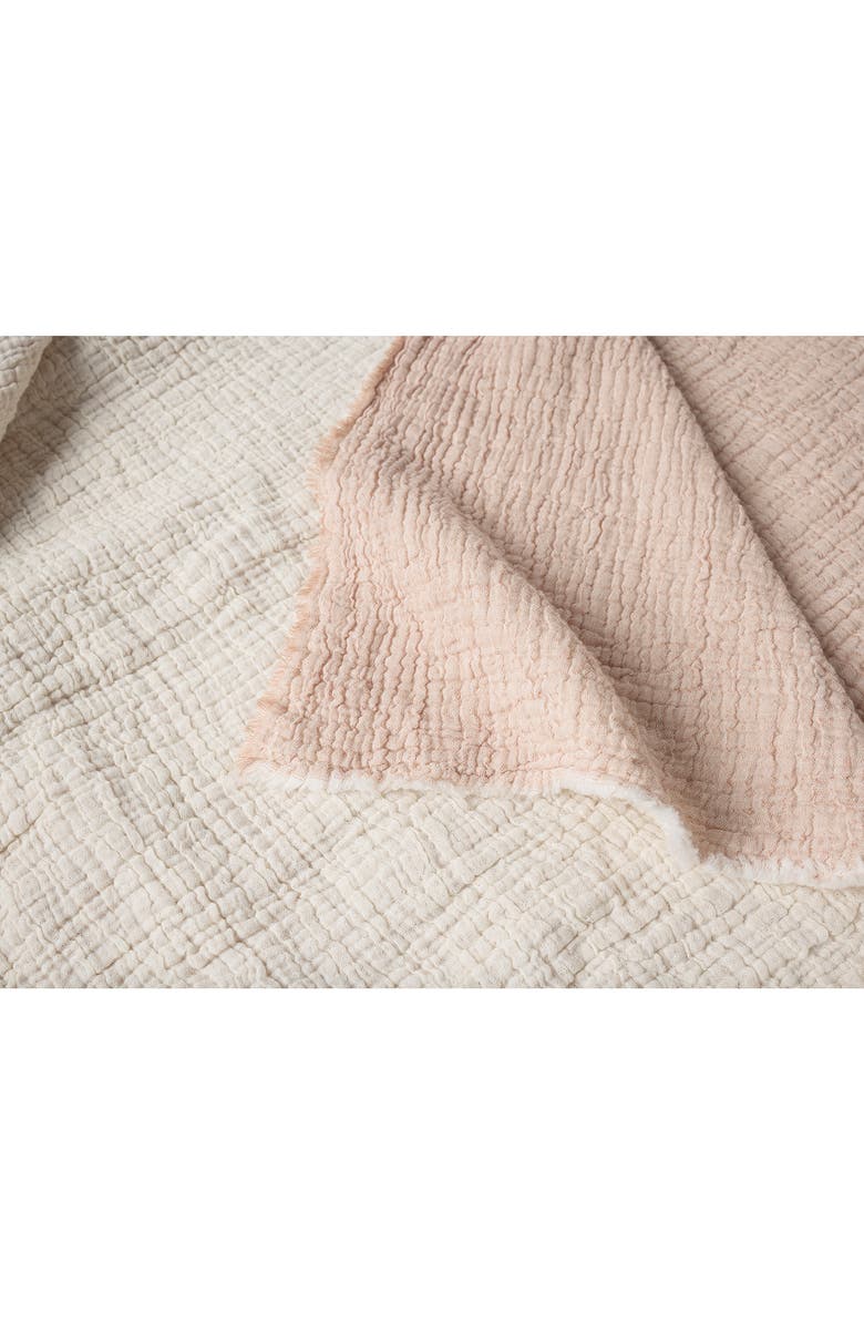 Coyuchi Topanga Organic Cotton Matelassé Throw Blanket, Alternate, color, Praline Chambray
