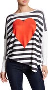 GO COUTURE Printed Asymmetrical Hem Dolman Sweater