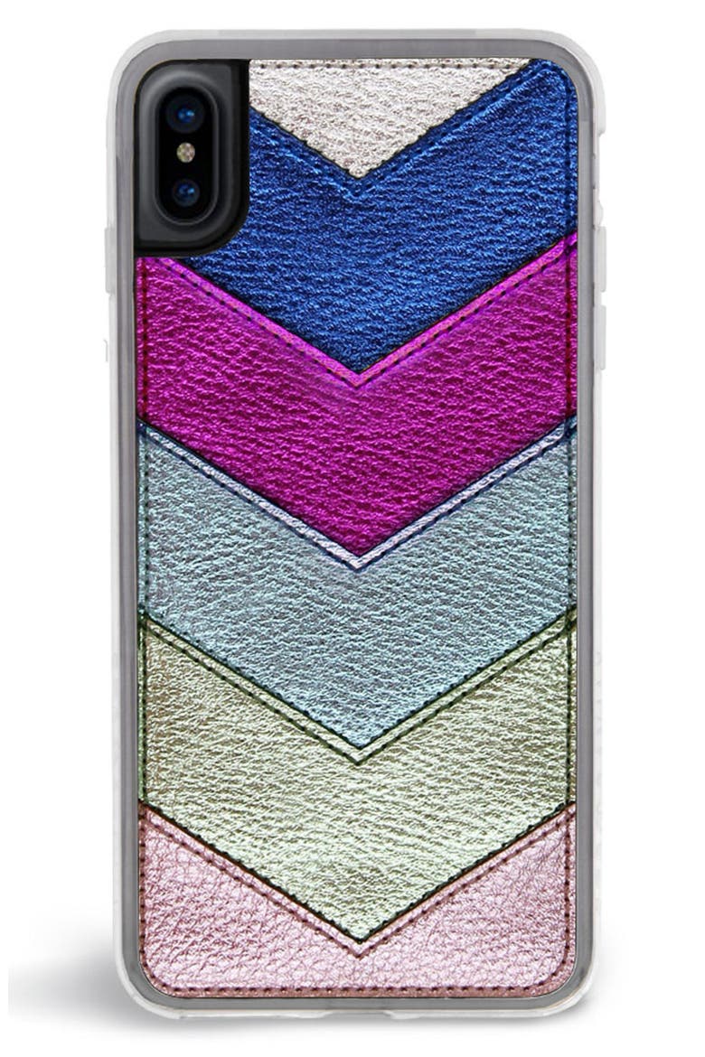 Chevron Faux Leather iPhone 6/6s/7/8 & 6/6s/7/8 Plus Case (Nordstrom Exclusive), Alternate, color, METALLIC MULTI