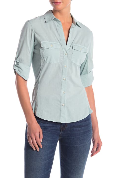 Three-Quarter Sleeve Button-Up Shirt