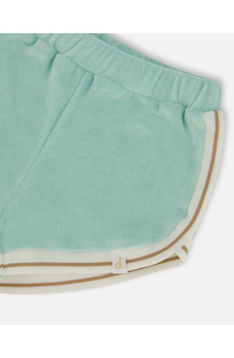 Deux par Deux Girl's Terry Cloth Short Turquoise And Beige, Alternate, color, Turquoise And Beige