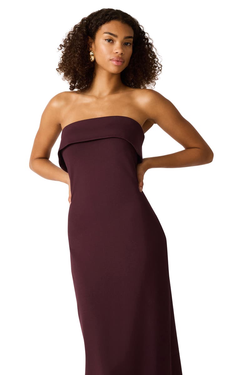 Steve Madden Roslynn Strapless Midi Dress, Alternate, color, Chocolate