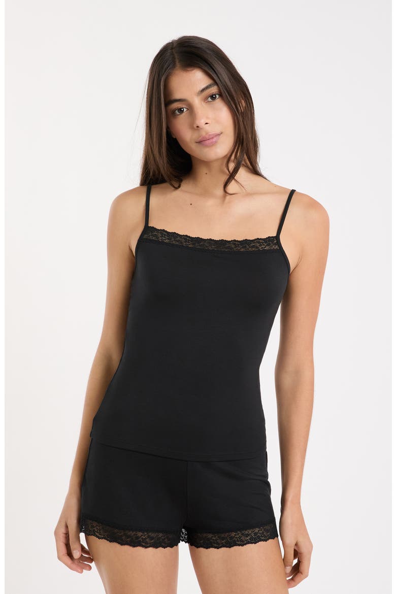 Kitty Lace Trim Camisole, Alternate, color, BLACK