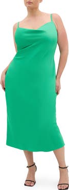 City Chic Sadie Satin Cocktail Midi Dress