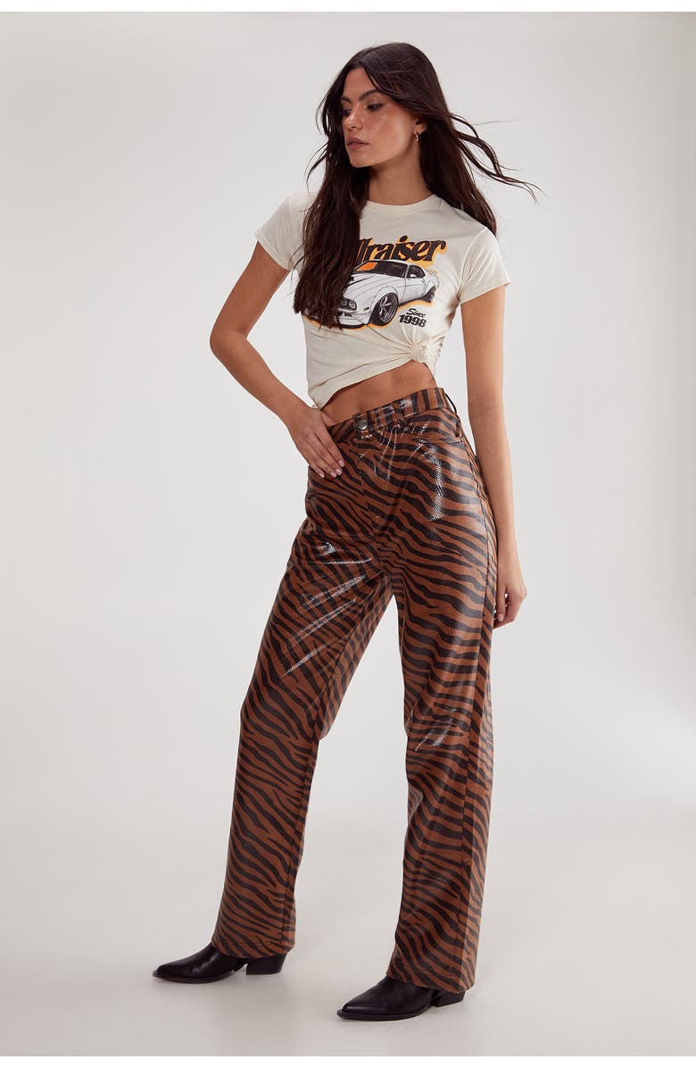NASTY GAL Zebra Straight Leg Pant, Alternate, color, Neutral