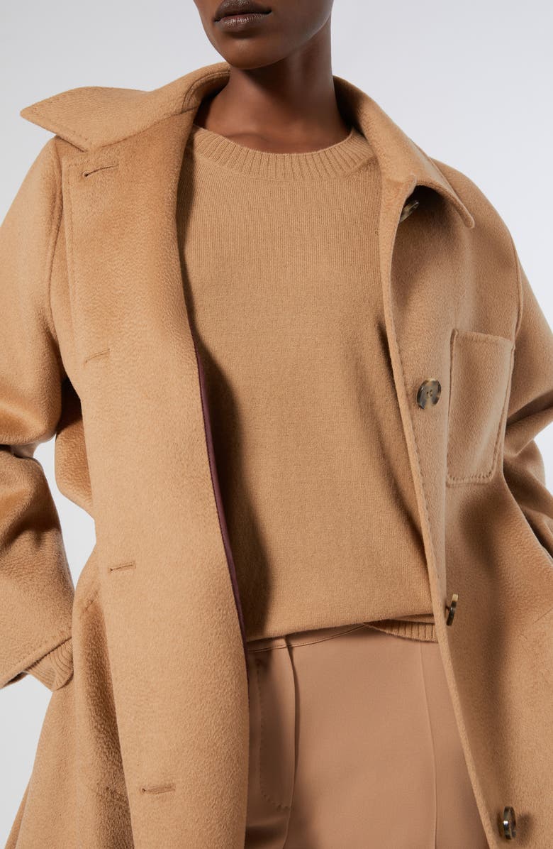 Marina Rinaldi Volto Virgin Wool Coat, Alternate, color, Camel