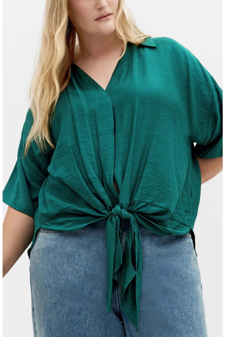 Rosie Tie Front Shirt, Main, color, JADE