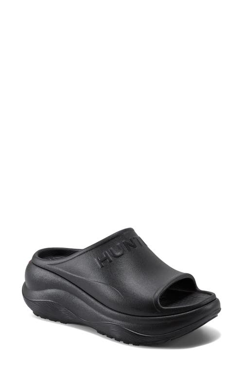 Hunter Haddie Platform Slide Sandal In Black 001