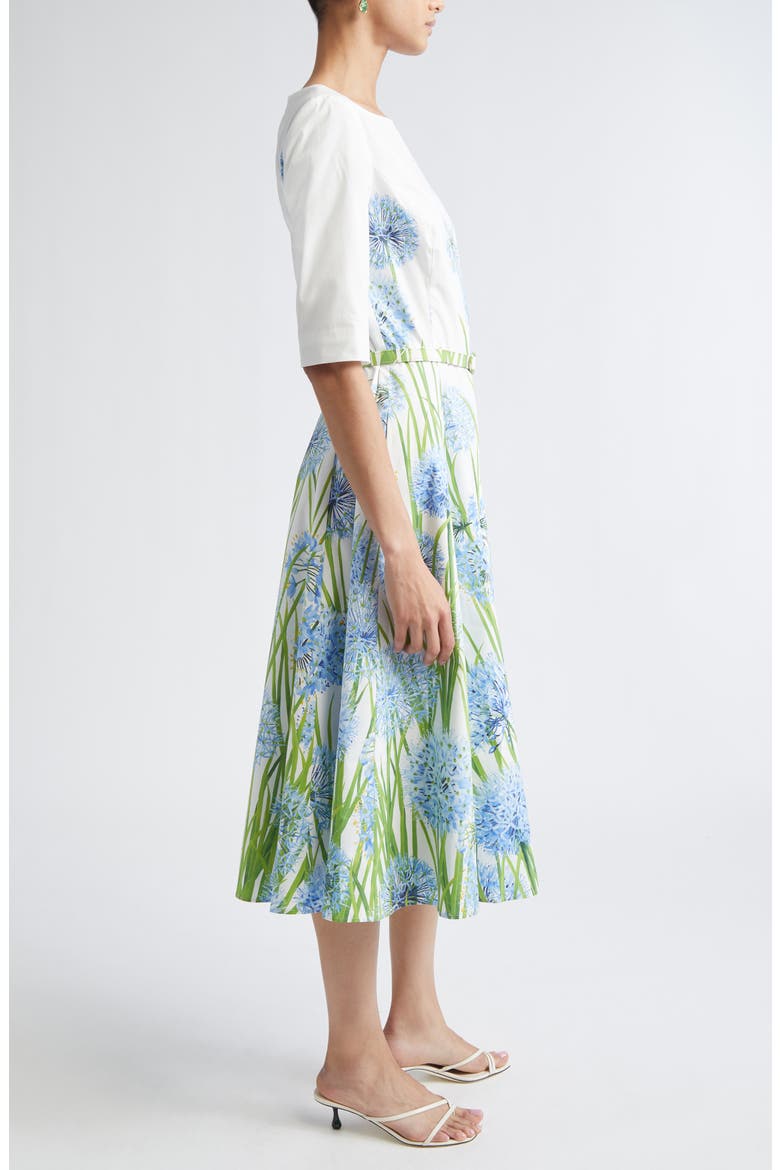 Allium Cotton Stretch Poplin Belted Dress, Alternate, color, BLUE/ WHITE