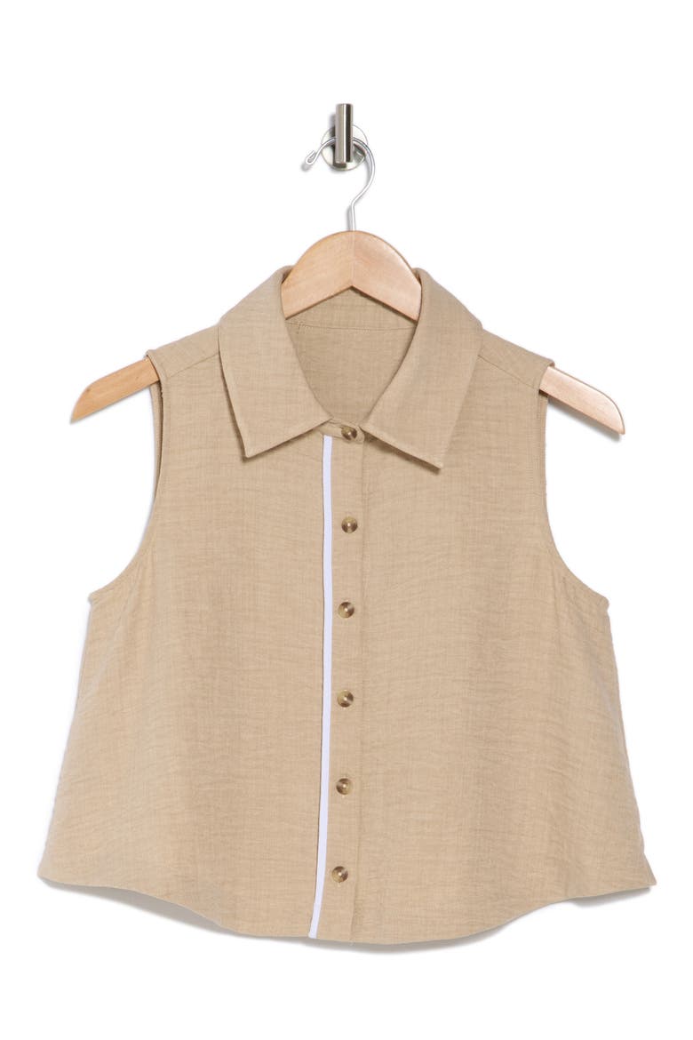 Fiji Sleeveless Button-Up Shirt, Alternate, color, NATURAL/ WHITE