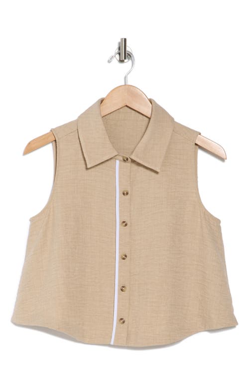 Love By Design Fiji Sleeveless Button-up Shirt In Natural/white
