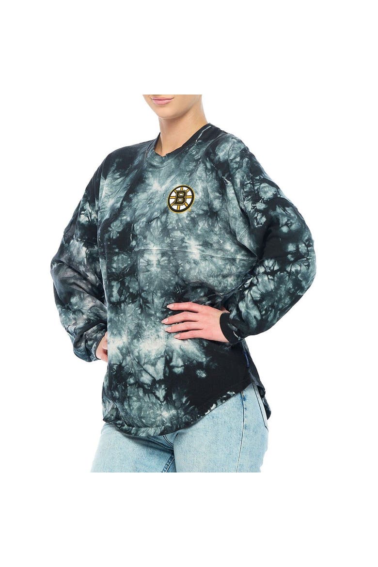 Women's Fanatics Branded Black Boston Bruins Crystal-Dye Long Sleeve T-Shirt, Alternate, color, Black