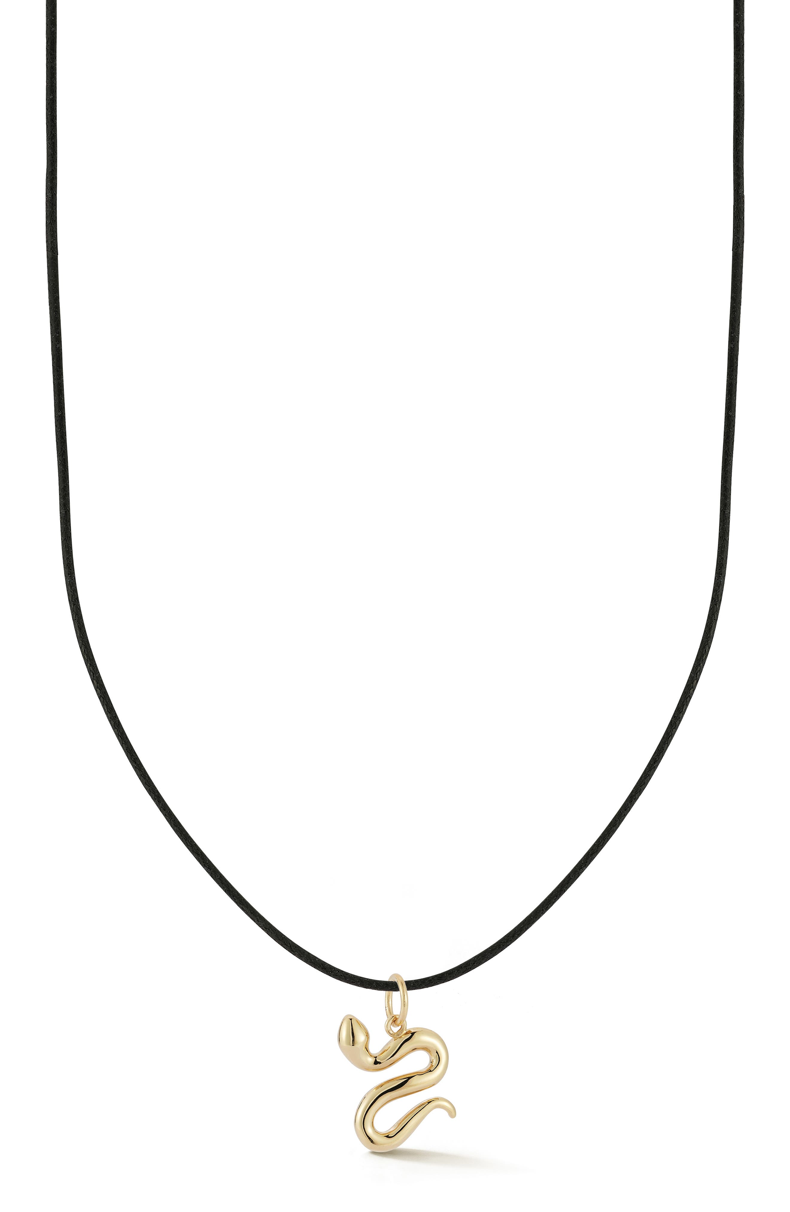 Ember Fine Jewelry <p>14K Gold Snake Pendant Cord Necklace</p>