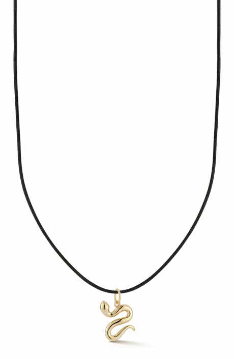 Ember Fine Jewelry <p>14K Gold Snake Pendant Cord Necklace</p>