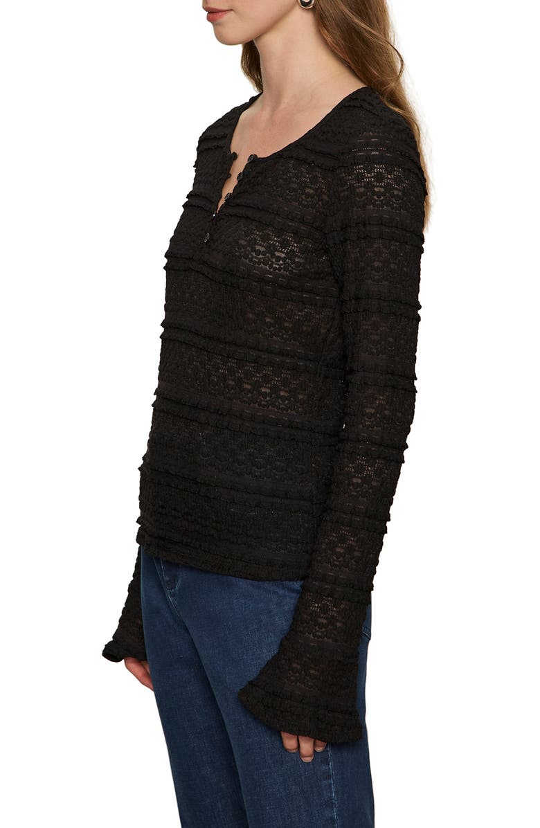 Sanctuary Lovely Lace Henley, Alternate, color, Black