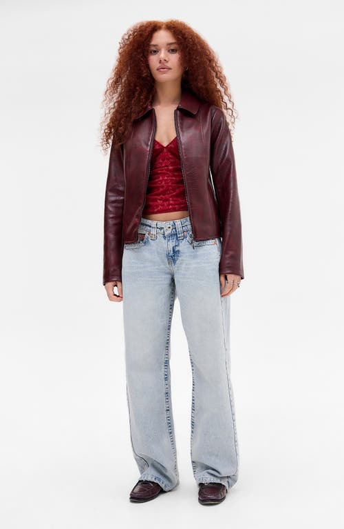 Bdg Urban Outfitters Fitted Embossed Faux Leather Jacket In Burgundy