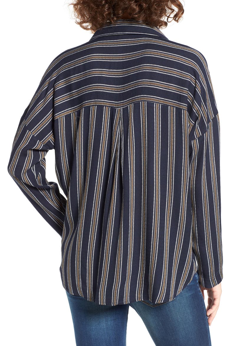 Stripe Button Front Shirt, Alternate, color, NAVY NIGHT ANNA STRIPE