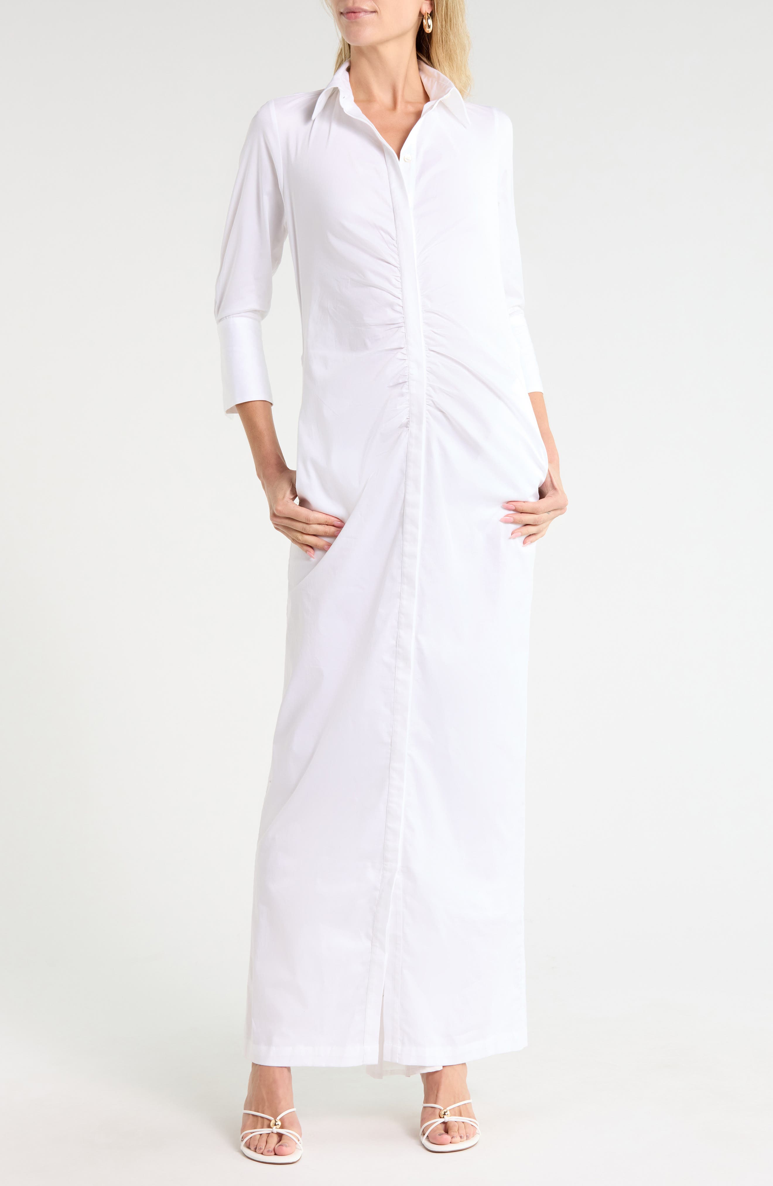 Cannes Ruched Maxi Shirtdress