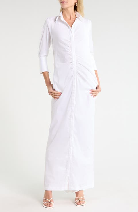 Cannes Ruched Maxi Shirtdress