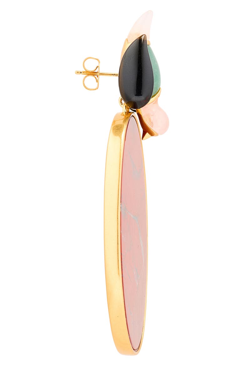 Large Plume Drop Earrings, Alternate, color, GOLD/ DARK RED