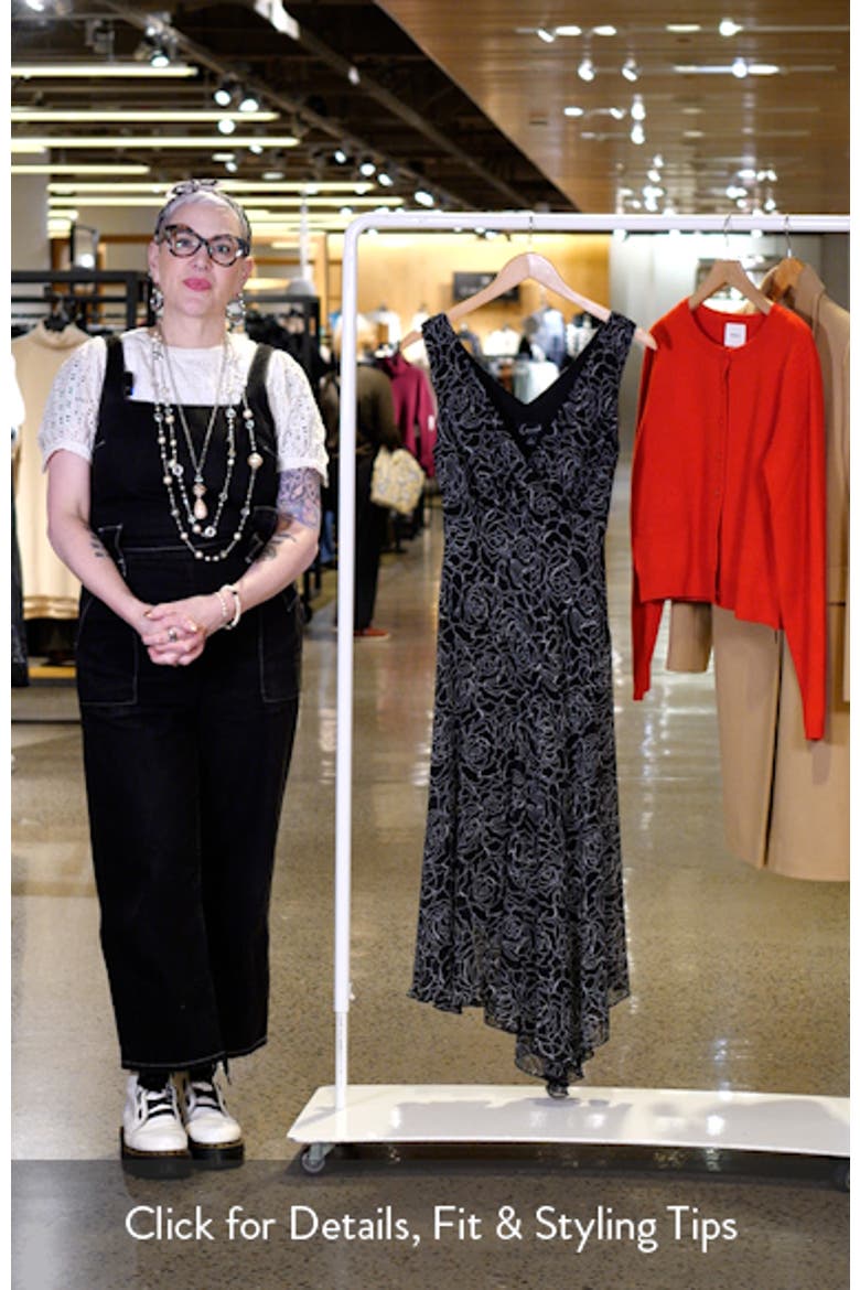Floral Asymmetric Hem Chiffon Midi Dress video