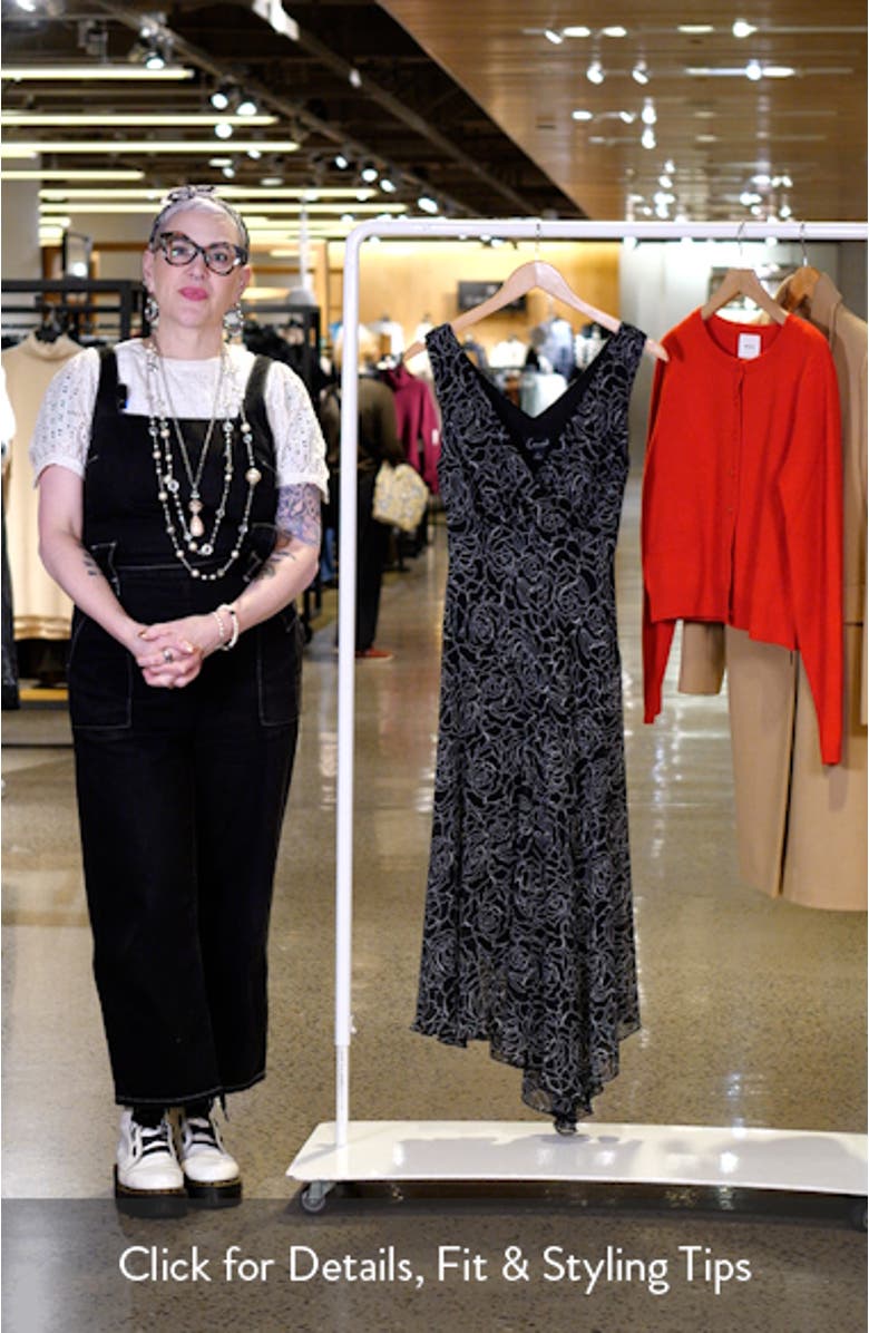 Floral Asymmetric Hem Chiffon Midi Dress, sales video thumbnail