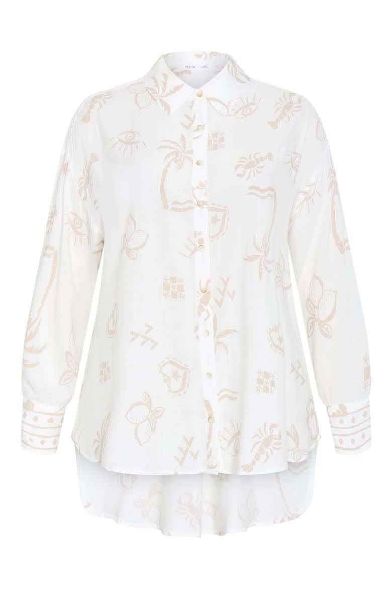 Alessia Print Shirt, Alternate, color, STONE CONVERSATIONAL