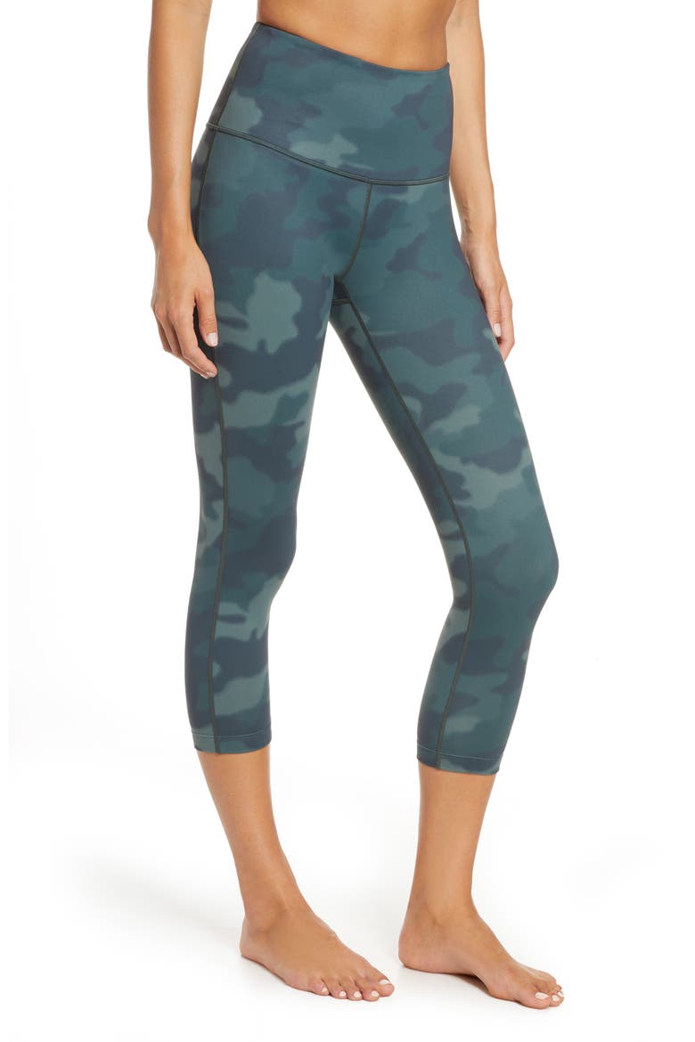 Live In High Waist Crop Leggings, Alternate, color, GREEN PONDEROSA CAMO BLUR