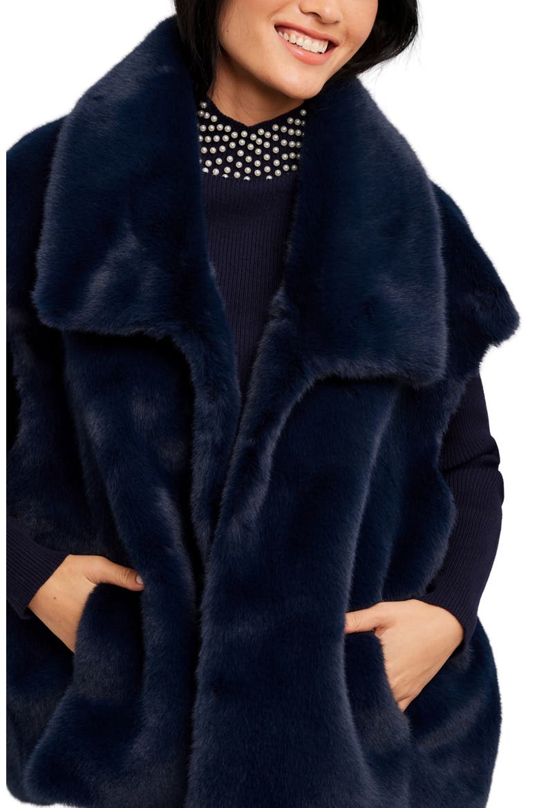 Faux Fur Vest, Alternate, color, NAVY