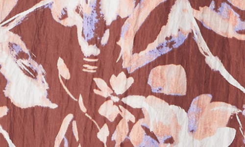 Sam Edelman Camila Lace Detail Floral Long Sleeve Midi Dress In Bitter Chocolate-brush