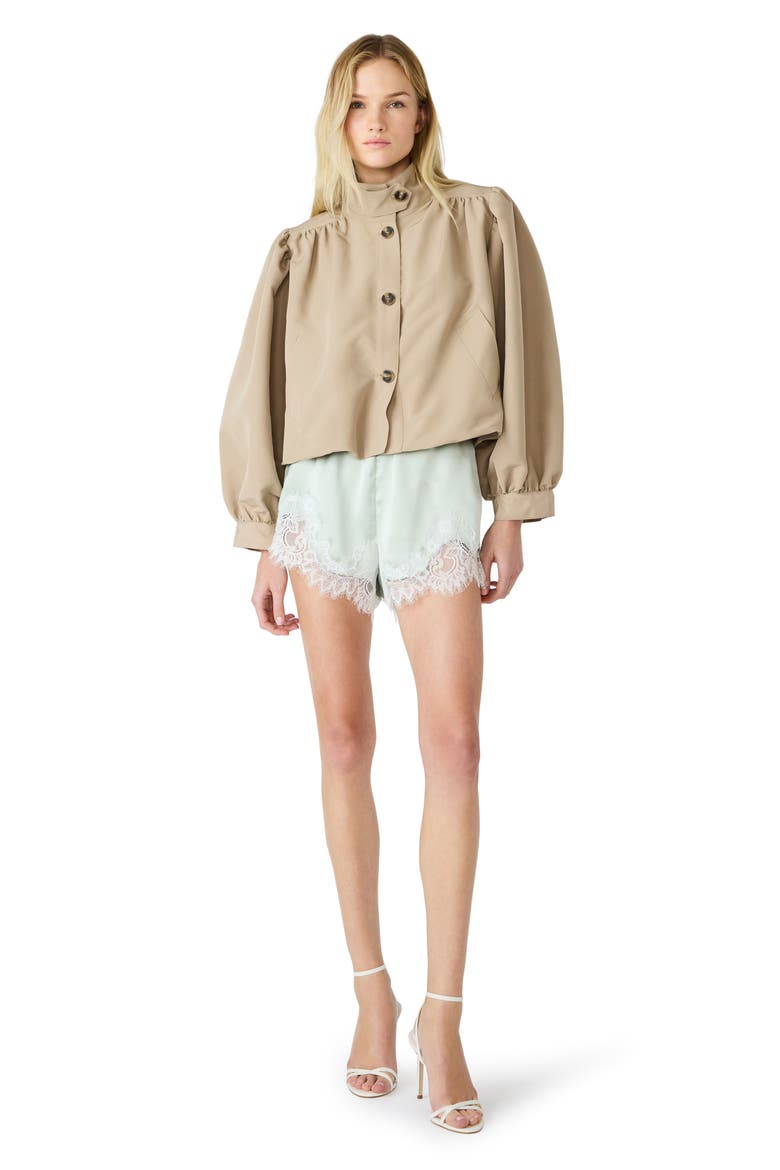 Daisee Lace Trim Satin Shorts, Alternate, color, POWDER PUFF