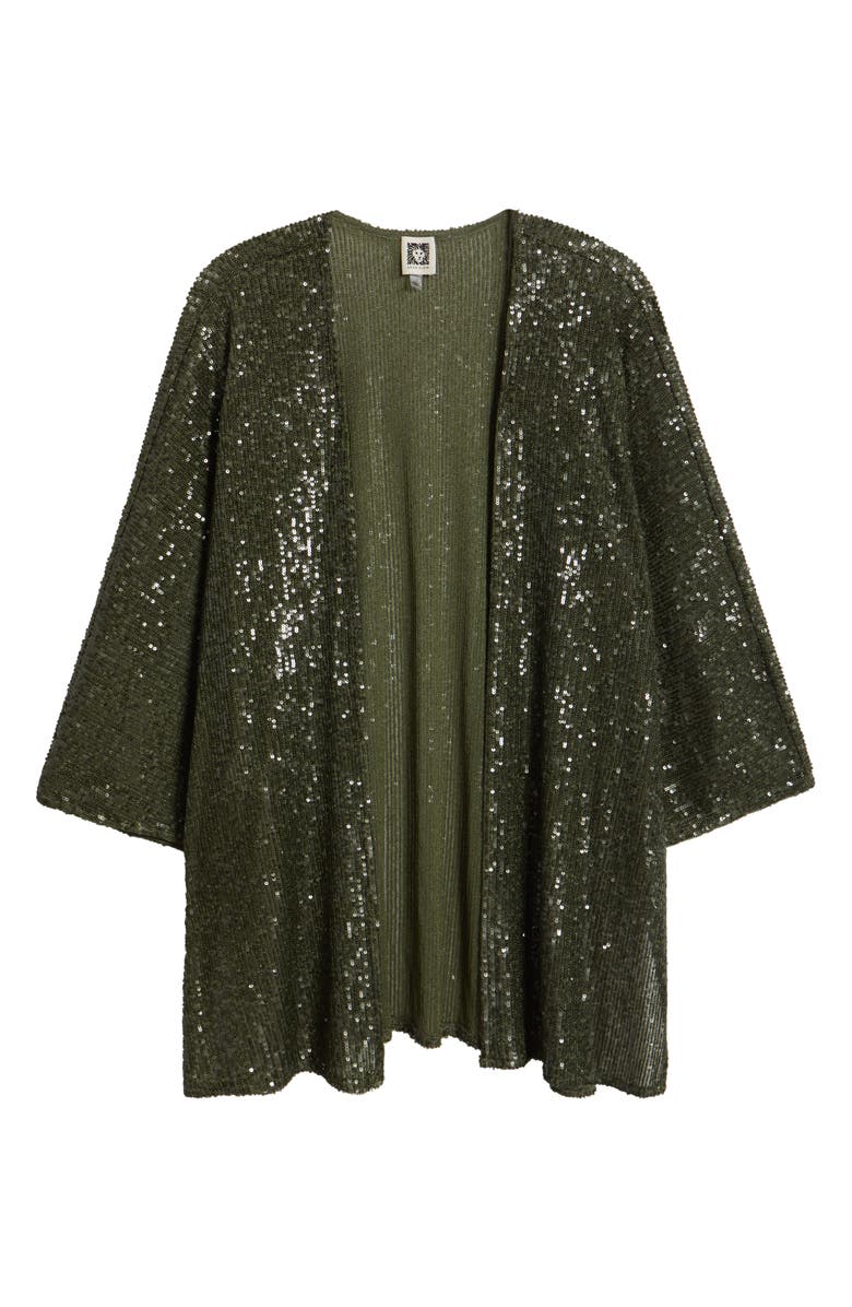 Anne Klein Sequin Draped Open Front Cardigan, Alternate, color, 