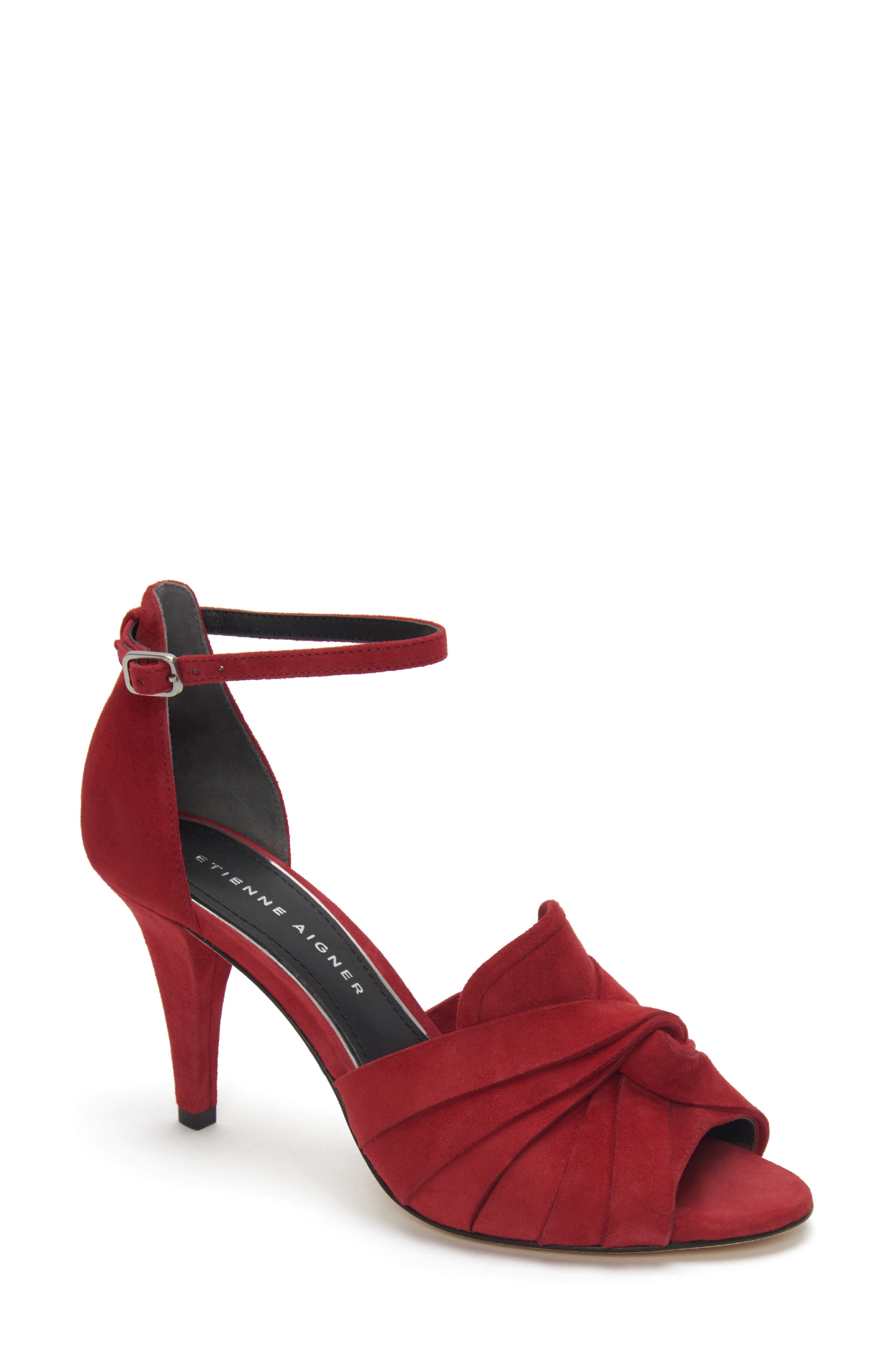 Sahari Ankle Strap Sandal, Main, color, SANGRIA SUEDE