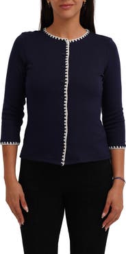 CYRUS Blanket Stitch Trim Button-Up Top