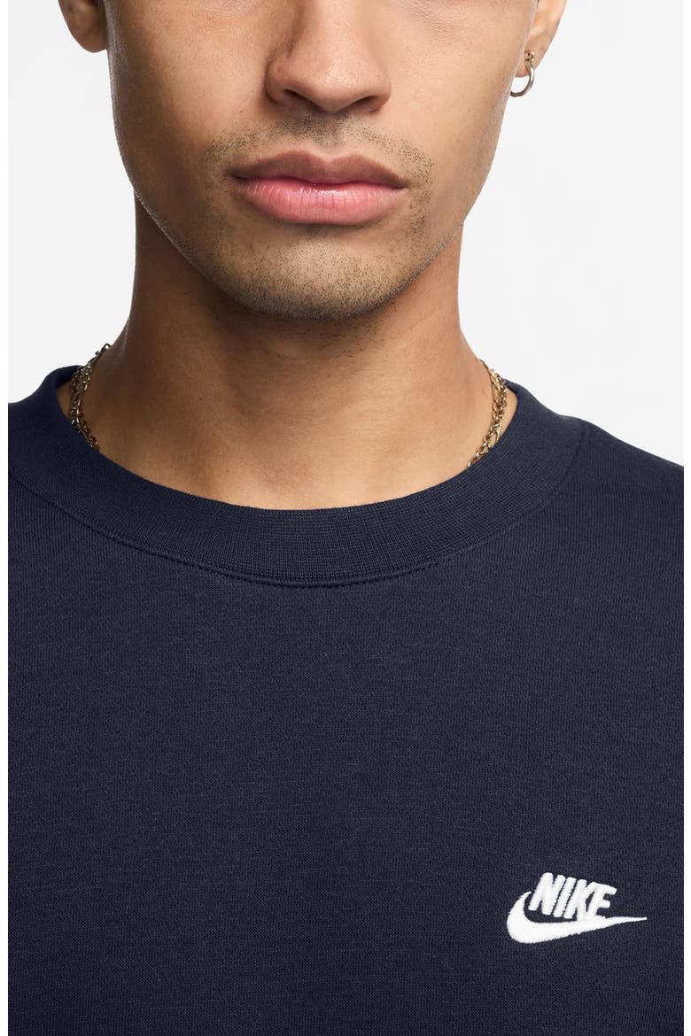 Club Brushed Fleece Crewneck Sweatshirt, Alternate, color, OBSIDIAN/ WHITE