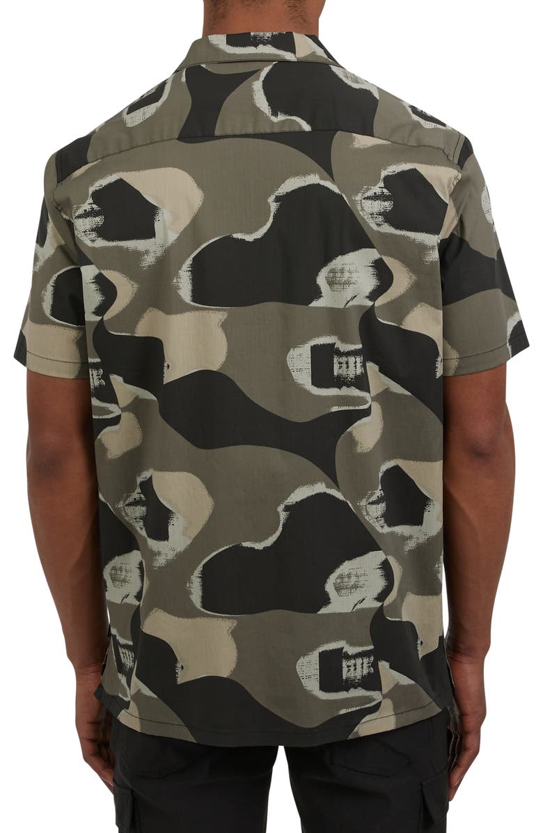 DKNY SPORTSWEAR Tab Camp Shirt, Alternate, color, Black