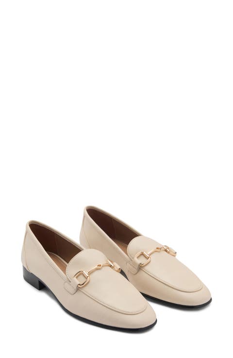 Buckle Leather Apron-Toe Flat (Women)