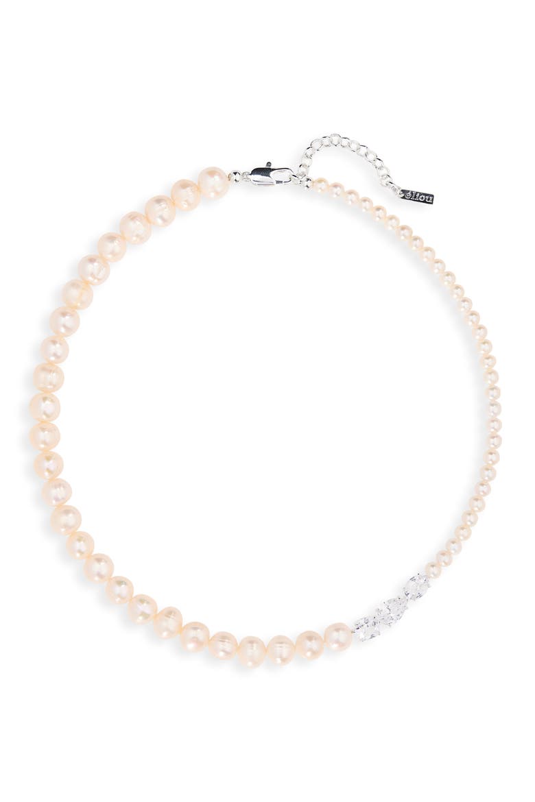 Madre Pearl & Cubic Zirconia Necklace, Main, color, WHITE