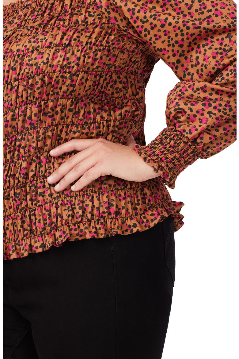 Olivia Cheetah Print Smocked Top, Alternate, color, BLACK MULTI