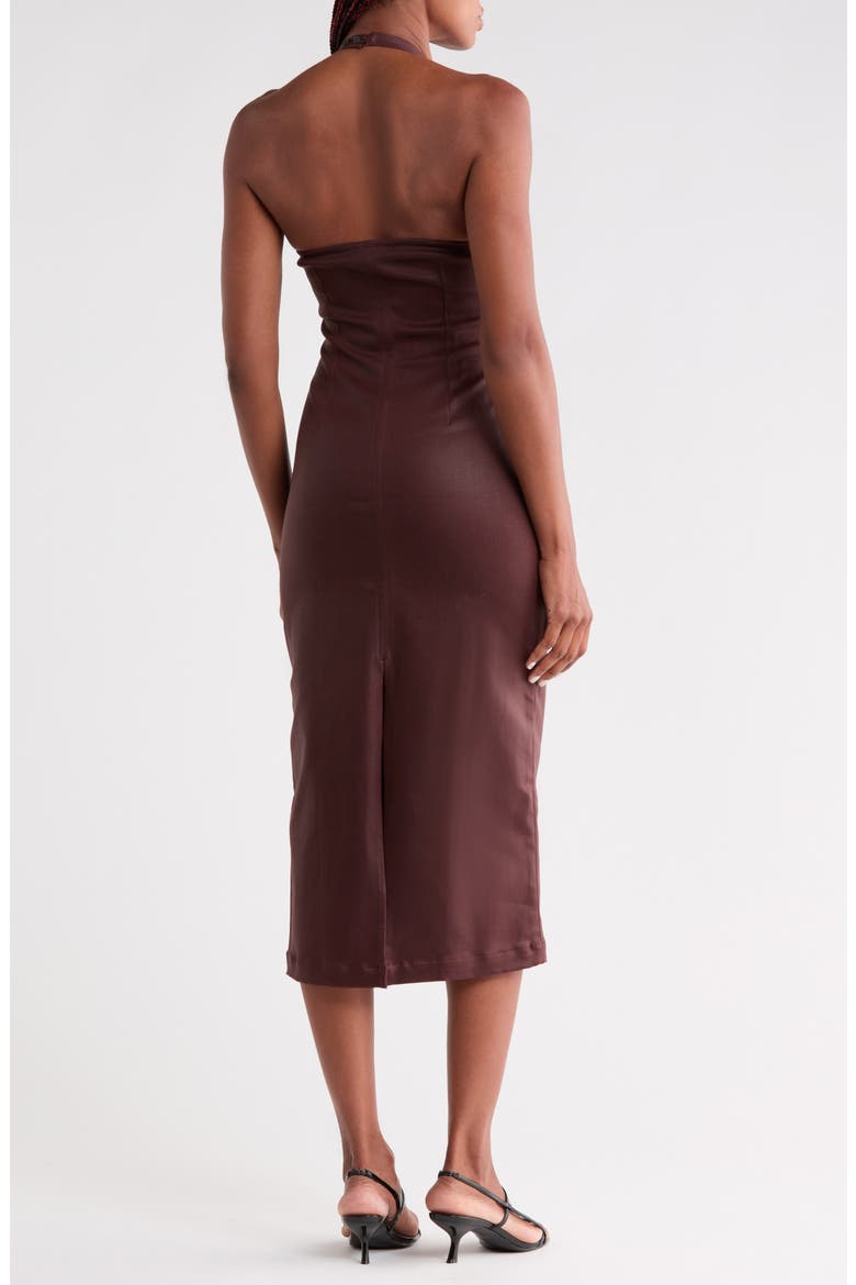 Esme Halter Neck Faux Leather Dress, Alternate, color, SAFFRON COATED